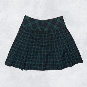 Brooks Brothers Wool Pleated Skirt Women's 10 Classic Blue/Green Tartan Plaid